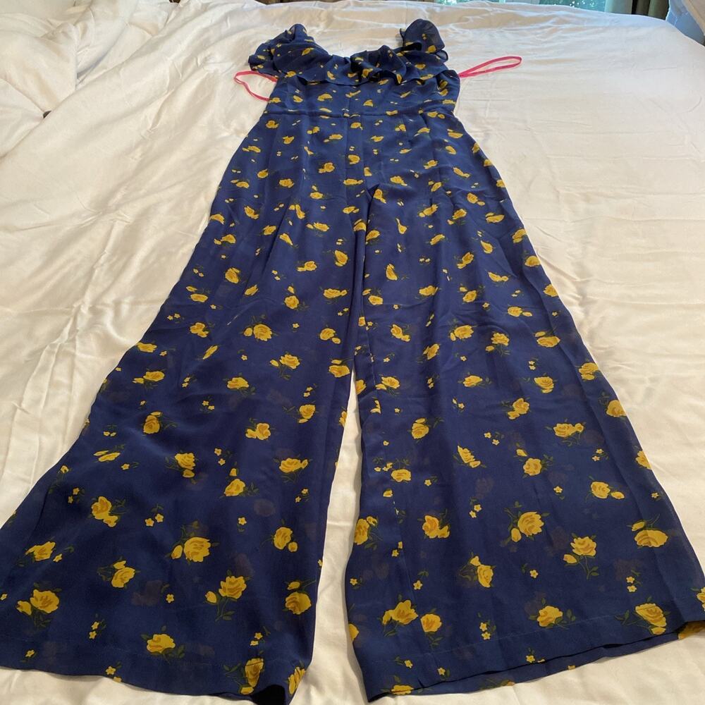 Luv Betsey by Betsey Johnson Floral Jumpsuit Wide Leg Size 12 Lined